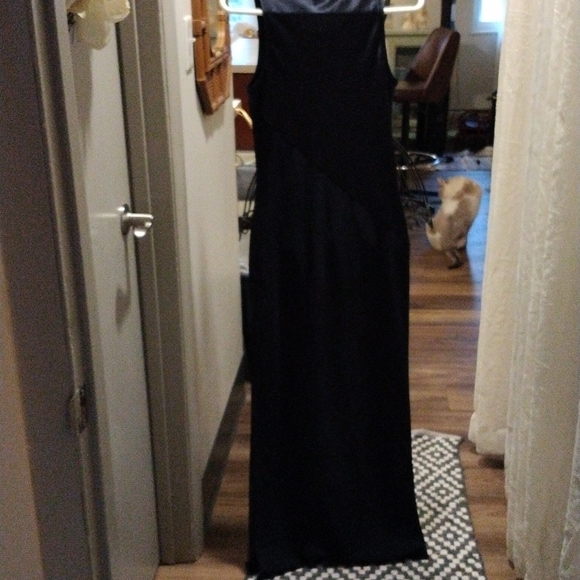 TAHARI navy VTG  Dress Beautiful Side slits sz 8 - Picture 6 of 10